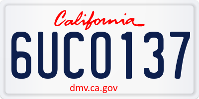 CA license plate 6UCO137