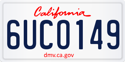 CA license plate 6UCO149