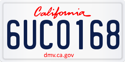 CA license plate 6UCO168