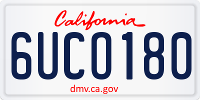 CA license plate 6UCO180