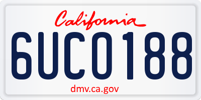 CA license plate 6UCO188