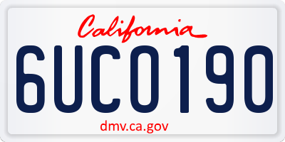 CA license plate 6UCO190