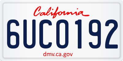 CA license plate 6UCO192