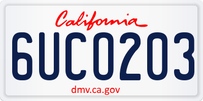 CA license plate 6UCO203