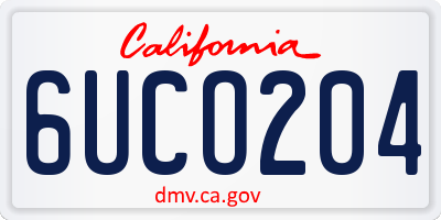 CA license plate 6UCO204
