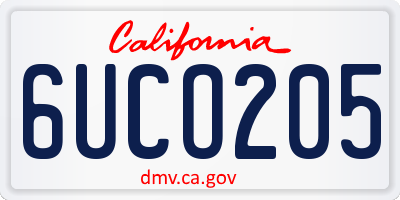CA license plate 6UCO205