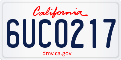 CA license plate 6UCO217