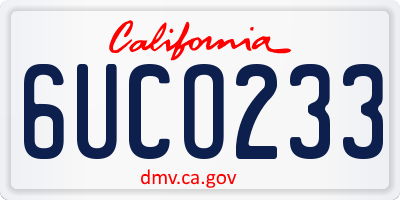 CA license plate 6UCO233