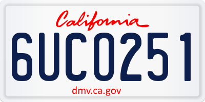 CA license plate 6UCO251
