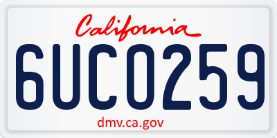 CA license plate 6UCO259