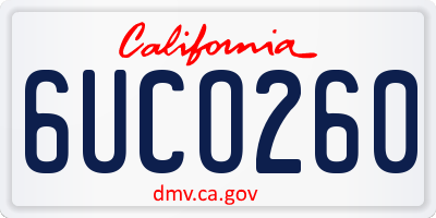CA license plate 6UCO260