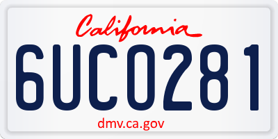 CA license plate 6UCO281