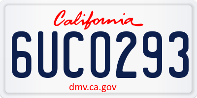 CA license plate 6UCO293