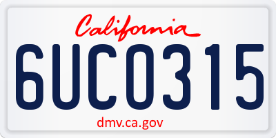 CA license plate 6UCO315