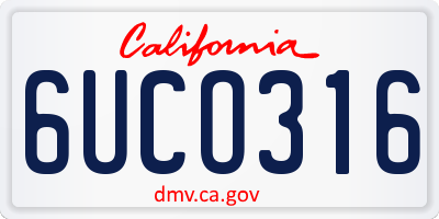CA license plate 6UCO316