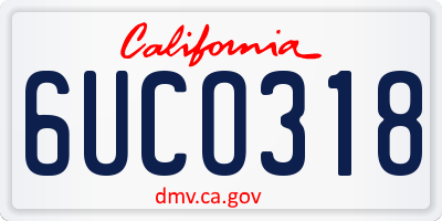 CA license plate 6UCO318