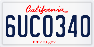 CA license plate 6UCO340