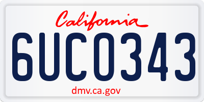 CA license plate 6UCO343