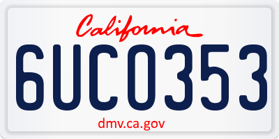 CA license plate 6UCO353