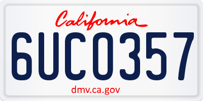 CA license plate 6UCO357