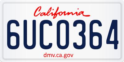 CA license plate 6UCO364