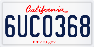 CA license plate 6UCO368