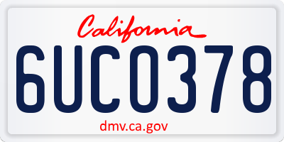CA license plate 6UCO378