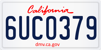 CA license plate 6UCO379