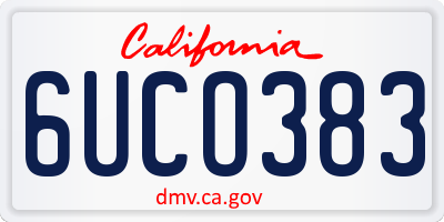 CA license plate 6UCO383