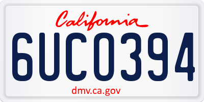 CA license plate 6UCO394