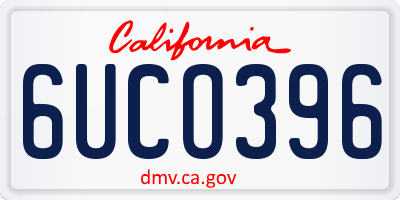 CA license plate 6UCO396