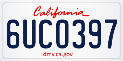 CA license plate 6UCO397