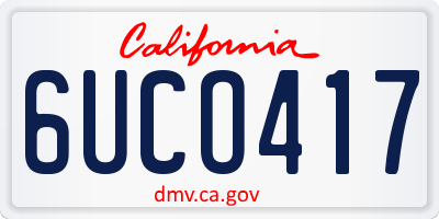CA license plate 6UCO417