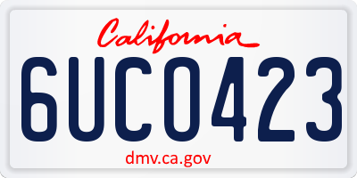 CA license plate 6UCO423