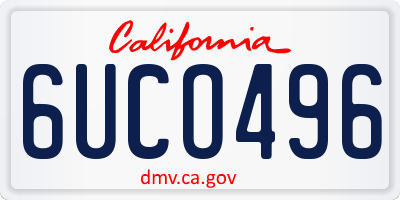 CA license plate 6UCO496