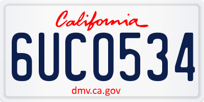 CA license plate 6UCO534