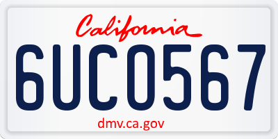 CA license plate 6UCO567
