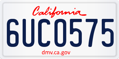 CA license plate 6UCO575