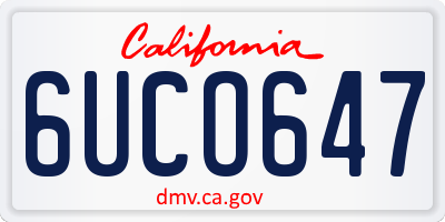 CA license plate 6UCO647