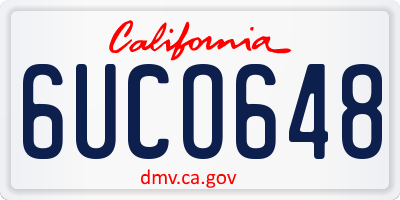CA license plate 6UCO648