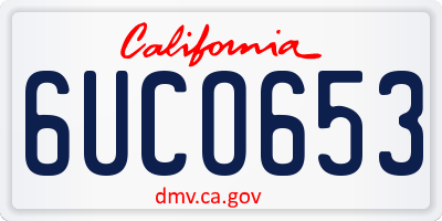 CA license plate 6UCO653