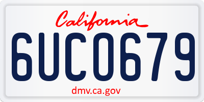 CA license plate 6UCO679