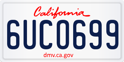 CA license plate 6UCO699