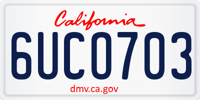 CA license plate 6UCO703