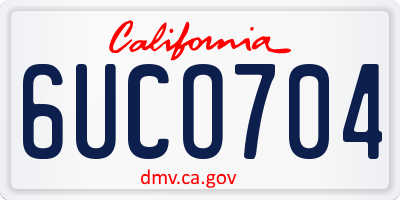 CA license plate 6UCO704