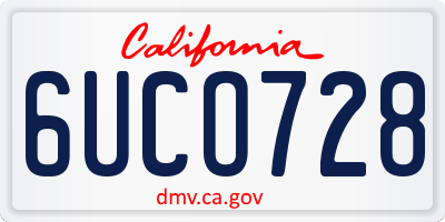 CA license plate 6UCO728