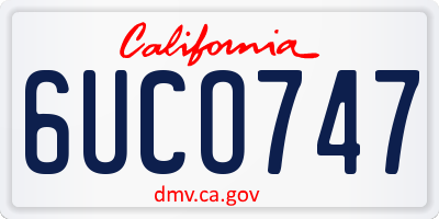 CA license plate 6UCO747
