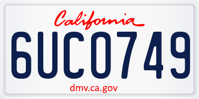 CA license plate 6UCO749