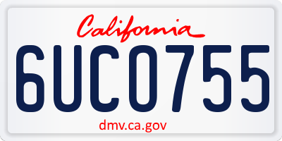 CA license plate 6UCO755