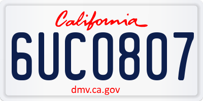 CA license plate 6UCO807